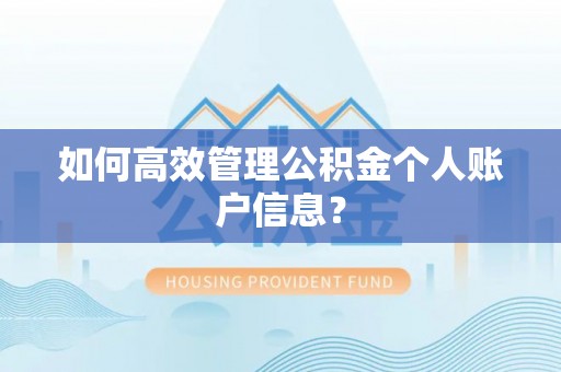 衡阳如何高效管理公积金个人账户信息？